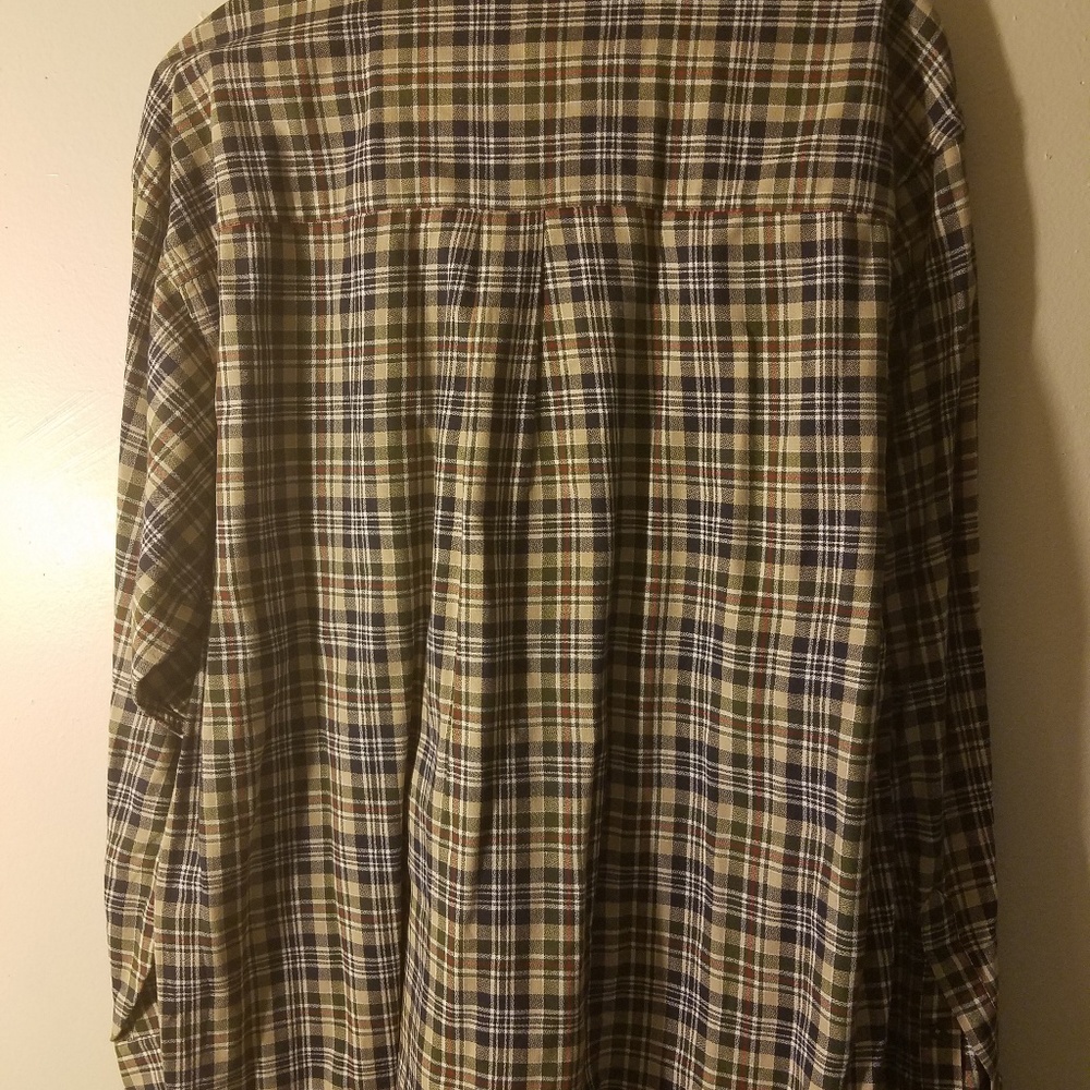 EUC Haggar Green, Tan, Red and Black Casual Shirt - Picture 4 of 5